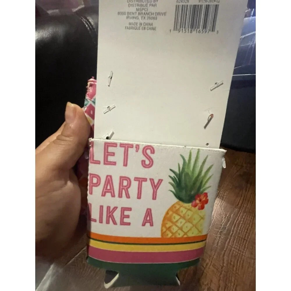 Tropical Pineapple & Flamingo Drinkware Set w Bottle Opener-Foldable Flask&Drink